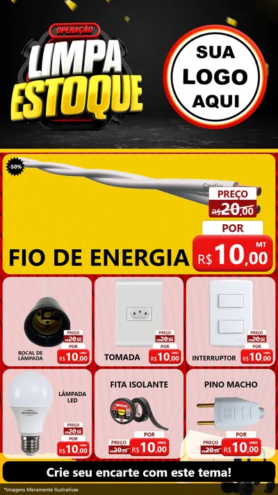 Modelo de Rede Social para Stories com o tema Operação Limpa Estoque para Materiais Elétricos