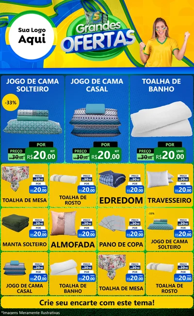 Modelo de Encarte para Encarte Grande com o tema Grandes Ofertas para Cama, Mesa e Banho