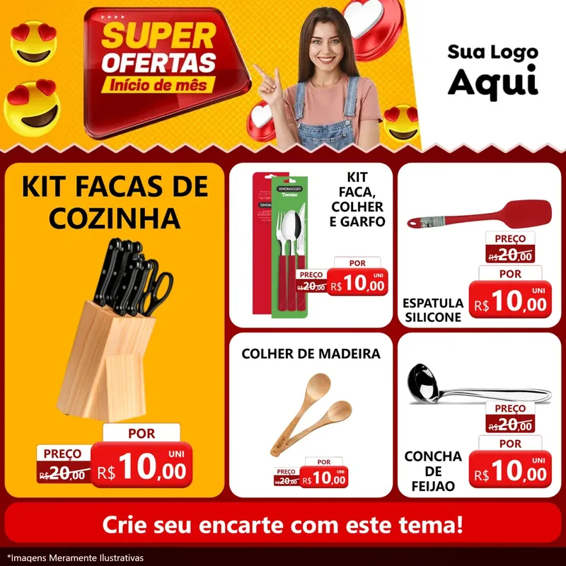 Modelo de Rede Social para Feed Facebook com o tema Super Ofertas Inicio De mês para Utilidades Domésticas