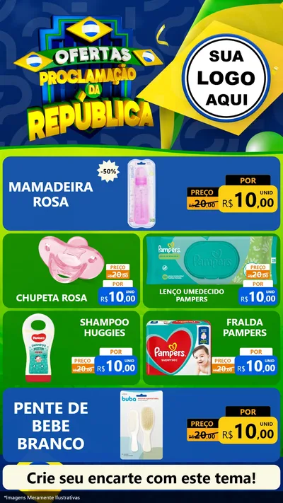 Modelo de TV para TV Vertical com o tema Ofertas Proclamação da República para Bebês