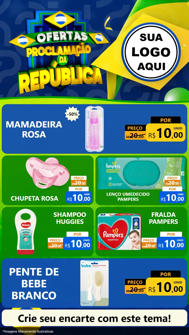 Modelo de TV para TV Vertical com o tema Ofertas Proclamação da República para Bebês