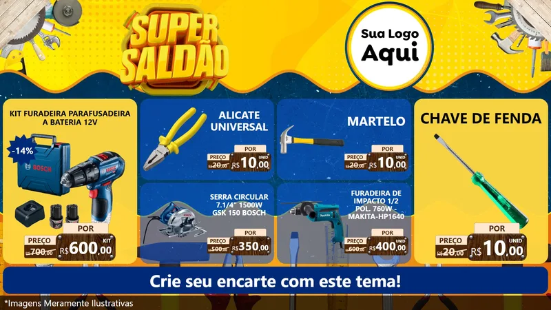 Modelo de TV para TV Horizontal com o tema Super Saldão para Maquinas e Ferramentas