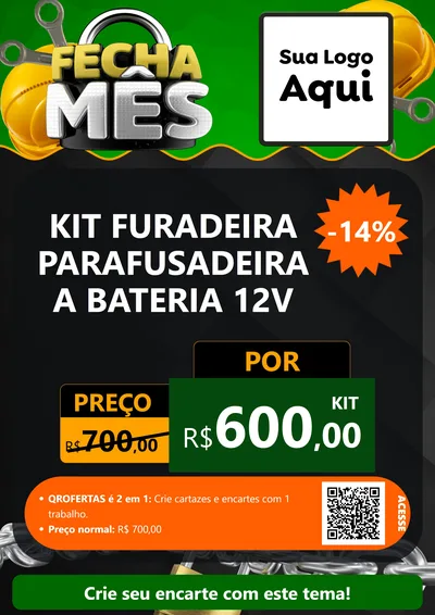 Modelo de Cartaz para Cartaz A4 Vertical com o tema Fecha Mês para Maquinas e Ferramentas