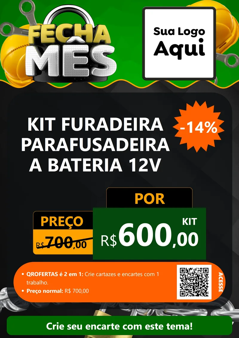 Modelo de Cartaz para Cartaz A4 Vertical com o tema Fecha Mês para Maquinas e Ferramentas