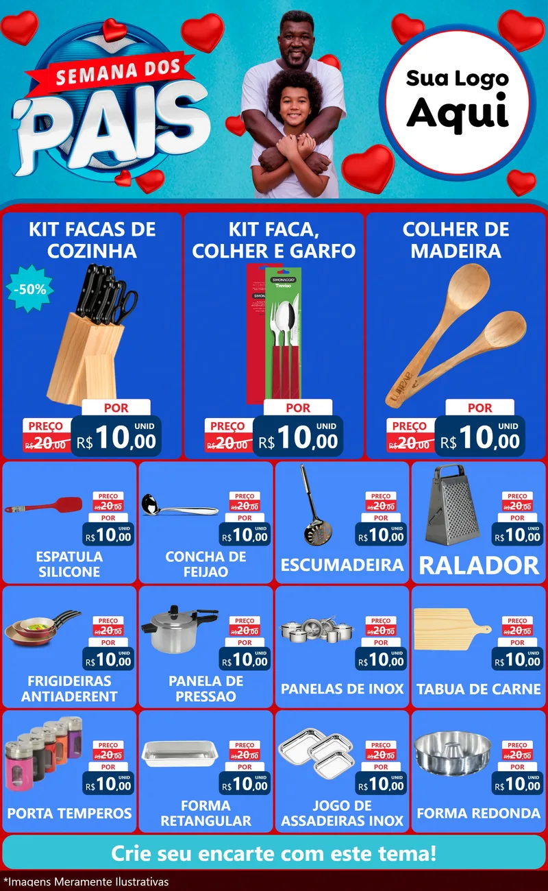 Modelo de Encarte para Encarte Grande com o tema Semana Dos Pais para Utilidades Domésticas
