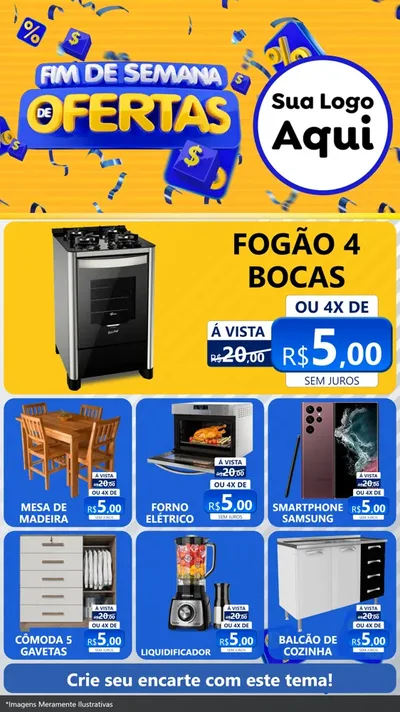 Modelo de Rede Social para Stories com o tema Fim de Semana de Ofertas para Móveis e Eletro