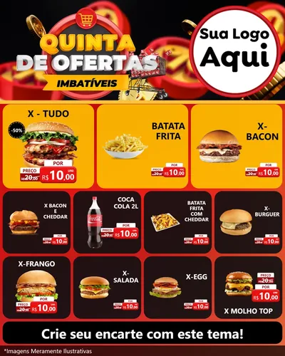 Modelo de Rede Social para Feed Instagram com o tema Quinta de Ofertas Imbatíveis para Hamburgueria