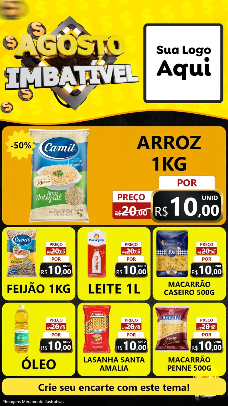 Modelo de Rede Social para Stories com o tema Agosto Imbatível para Supermercado