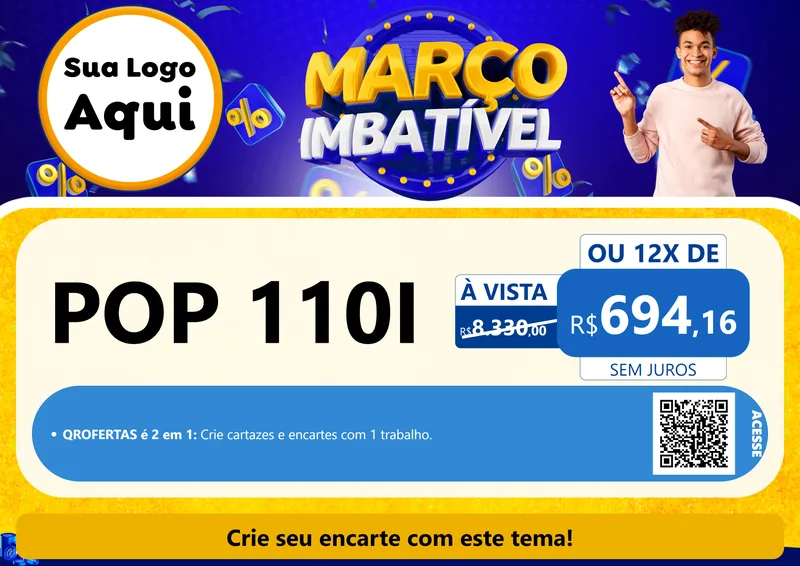 Modelo de Cartaz para Cartaz A4 Horizontal com o tema Março Imbatível para Concessionaria de Motos