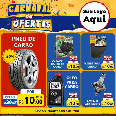 Modelo de Rede Social para Feed Facebook com o tema Carnaval de Ofertas para Auto peças