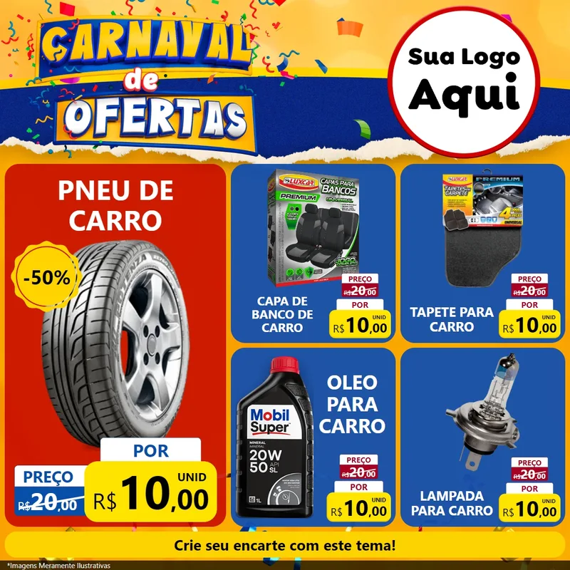 Modelo de Rede Social para Feed Facebook com o tema Carnaval de Ofertas para Auto peças