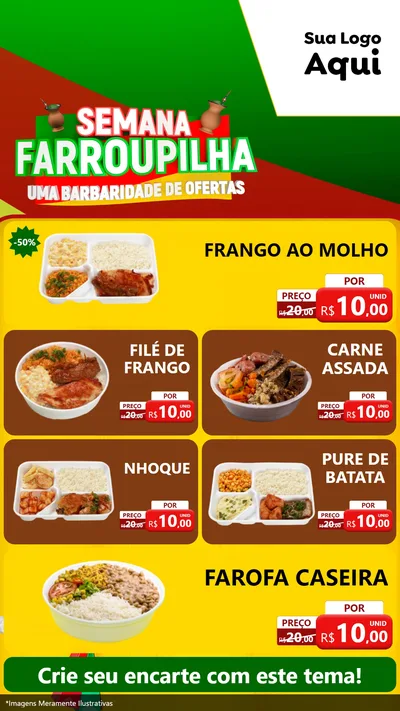 Modelo de TV para TV Vertical com o tema Semana Farroupilha - Uma Barbaridade de Ofertas para Restaurante