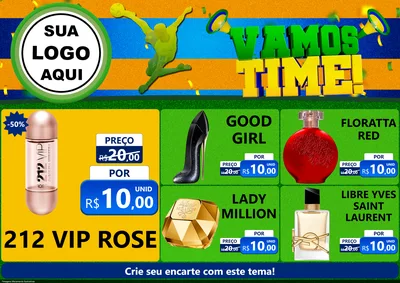 Modelo de Encarte para Encarte A4 Horizontal com o tema Vamos Time! para Perfumes