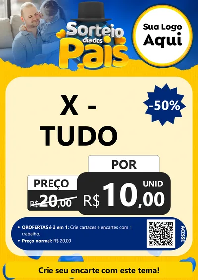 Modelo de Cartaz para Cartaz A4 Vertical com o tema Sorteio Dia Dos Pais para Hamburgueria
