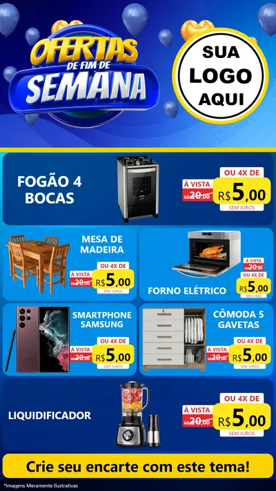 Modelo de TV para TV Vertical com o tema Ofertas de Fim de Semana para Móveis e Eletro