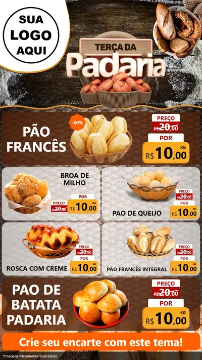 Modelo de TV para TV Vertical com o tema Terça da Padaria para Padaria