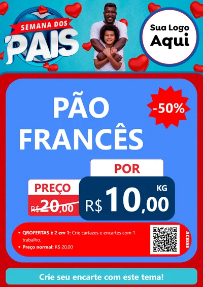 Modelo de Cartaz para Cartaz A4 Vertical com o tema Semana Dos Pais para Padaria