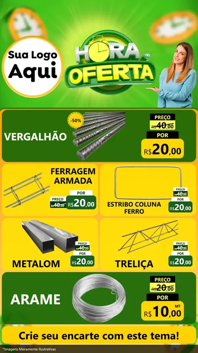 Modelo de TV para TV Vertical com o tema Hora da Oferta para Ferragens