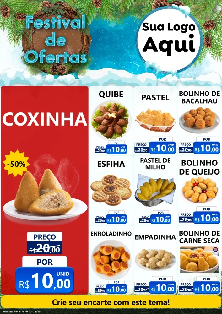 Modelo de Encarte para Encarte A4 Vertical com o tema Festival de Ofertas - Inverno para Salgadaria