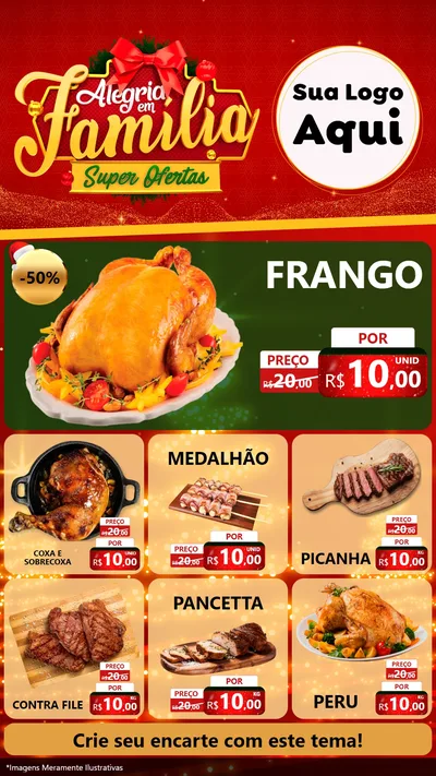 Modelo de Rede Social para Stories com o tema Alegria em Família Super Ofertas - Natal para Assados