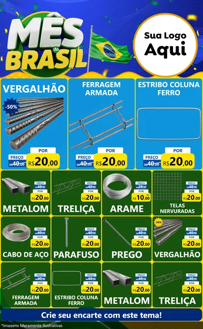 Modelo de Encarte para Encarte Grande com o tema Mês do Brasil para Ferragens