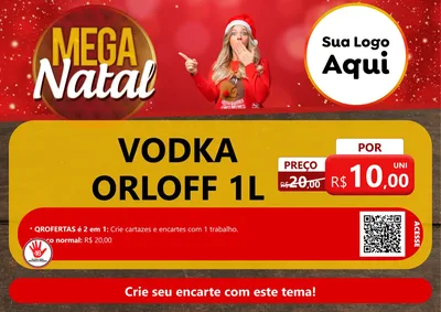 Modelo de Cartaz para Cartaz A4 Horizontal com o tema Mega Natal para Distribuidora de bebidas