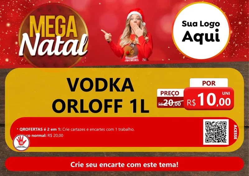 Modelo de Cartaz para Cartaz A4 Horizontal com o tema Mega Natal para Distribuidora de bebidas