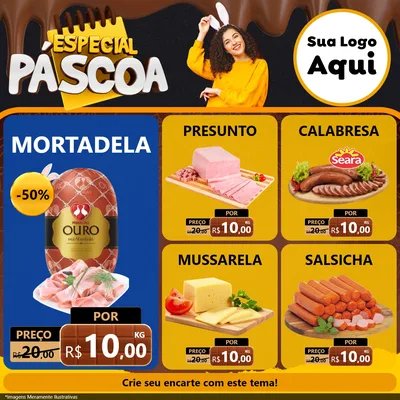 Modelo de Rede Social para Feed Facebook com o tema Especial Páscoa para Frios e Laticínios