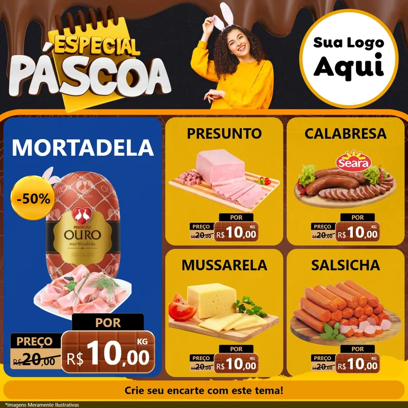 Modelo de Rede Social para Feed Facebook com o tema Especial Páscoa para Frios e Laticínios
