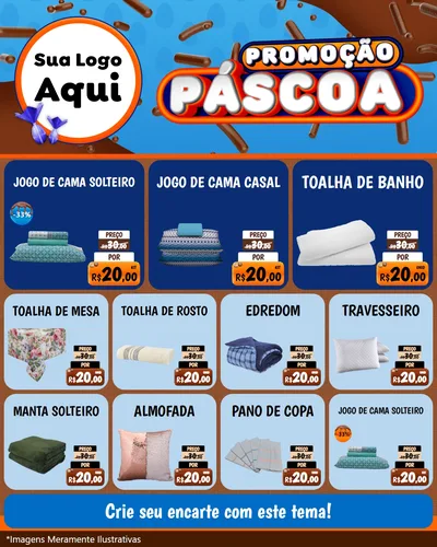 Modelo de Rede Social para Feed Instagram com o tema Promoção Páscoa para Cama, Mesa e Banho