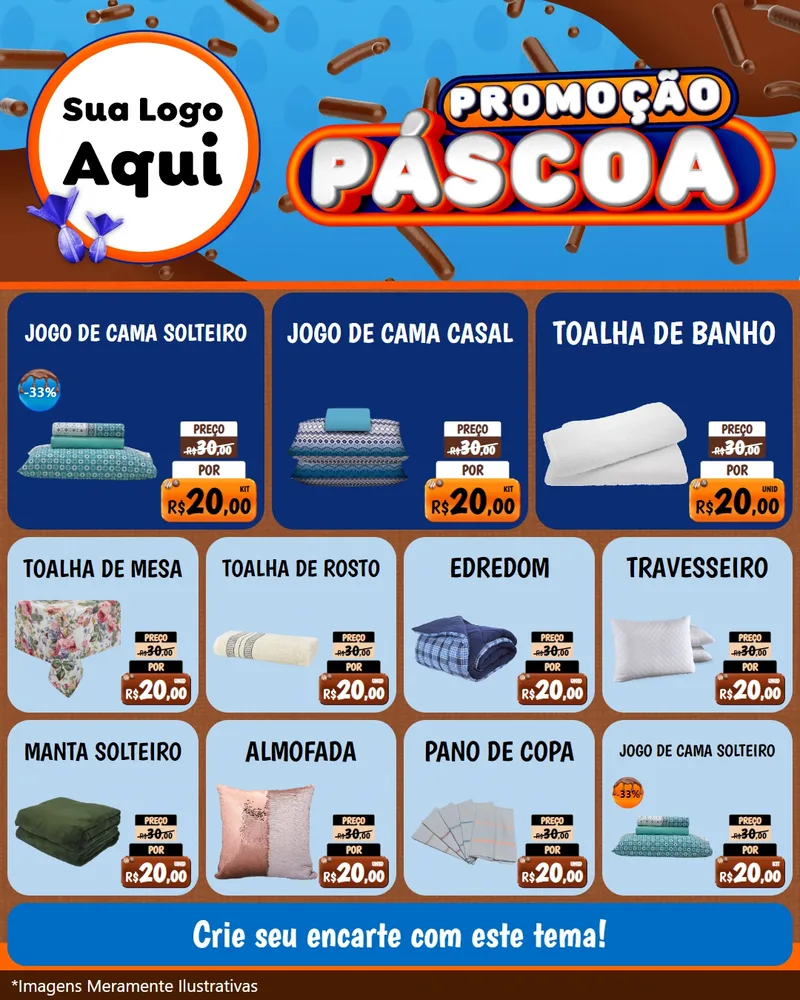 Modelo de Rede Social para Feed Instagram com o tema Promoção Páscoa para Cama, Mesa e Banho