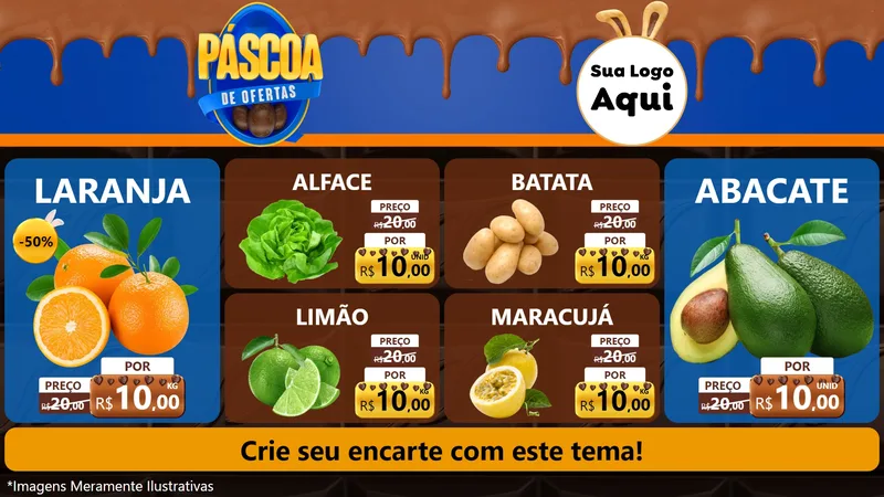 Modelo de TV para TV Horizontal com o tema Páscoa de Ofertas para Hortifrúti