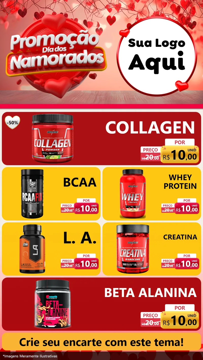 Modelo de TV para TV Vertical com o tema Promoção Dia dos Namorados para Suplementos alimentares
