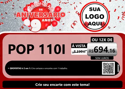 Modelo de Cartaz para Cartaz A4 Horizontal com o tema Promoção de Aniversário - 9 Anos para Concessionaria de Motos