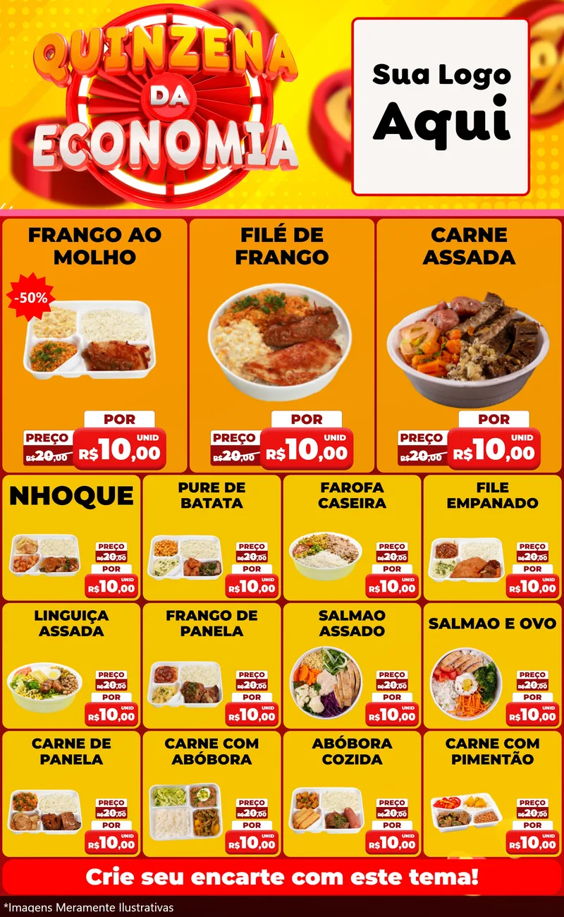 Modelo de Encarte para Encarte Grande com o tema Quinzena Da Economia para Restaurante