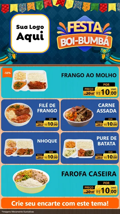 Modelo de TV para TV Vertical com o tema Festa Boi Bumbá para Restaurante
