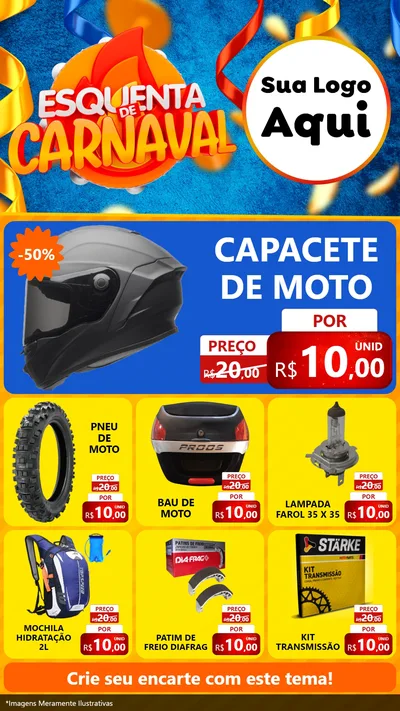 Modelo de Rede Social para Stories com o tema Esquenta de Carnaval para Moto peças