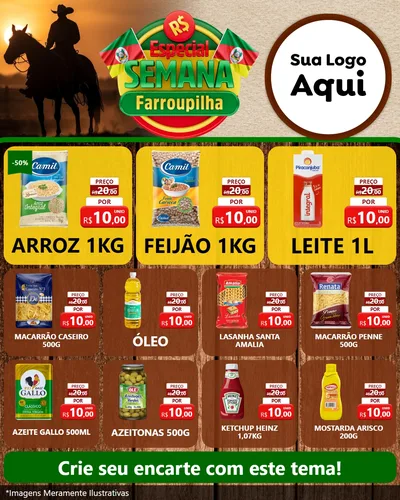 Modelo de Rede Social para Feed Instagram com o tema Especial Semana Farroupilha para Supermercado