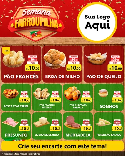 Modelo de Rede Social para Feed Instagram com o tema Semana Farroupilha para Padaria