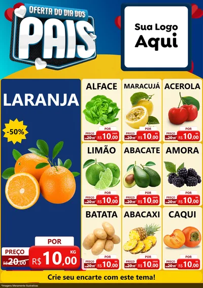 Modelo de Encarte para Encarte A4 Vertical com o tema Oferta Do Dia Dos Pais para Hortifrúti