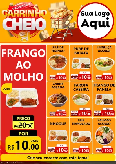 Modelo de Encarte para Encarte A4 Vertical com o tema Promoção carrinho cheio para Restaurante