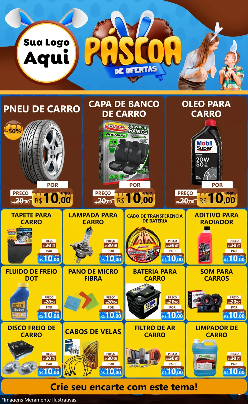 Modelo de Encarte para Encarte Grande com o tema Páscoa de Ofertas para Auto peças