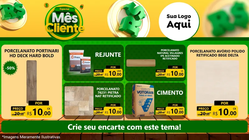 Modelo de TV para TV Horizontal com o tema Especial Mês do Cliente para Pisos e revestimentos