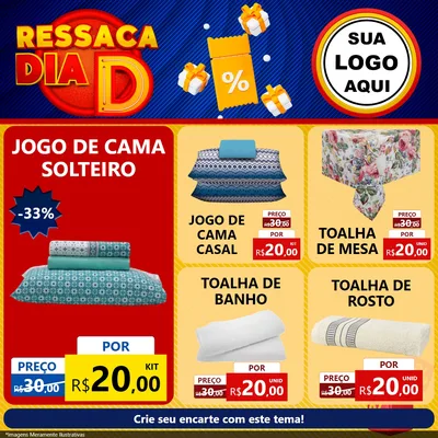 Modelo de Rede Social para Feed Facebook com o tema Ressaca Dia D para Cama, Mesa e Banho