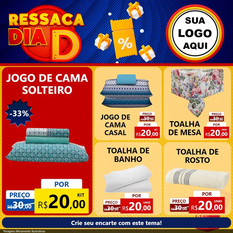 Modelo de Rede Social para Feed Facebook com o tema Ressaca Dia D para Cama, Mesa e Banho