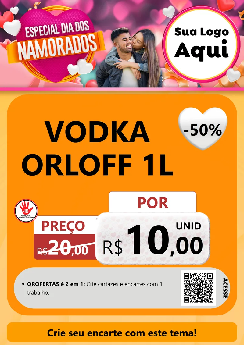 Modelo de Cartaz para Cartaz A4 Vertical com o tema Especial Dia dos Namorados para Distribuidora de bebidas