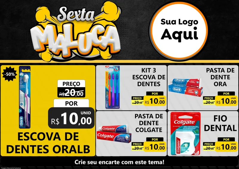 Modelo de Encarte para Encarte A4 Horizontal com o tema Sexta Maluca para Higiene Pessoal