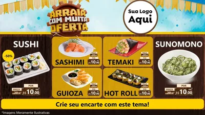 Modelo de TV para TV Horizontal com o tema Ofertas de São João - Junina para Comida japonesa