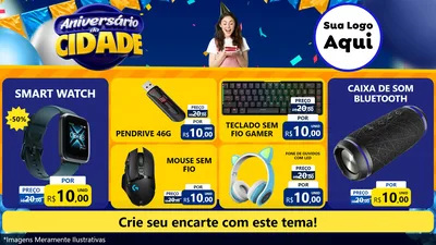 Modelo de TV para TV Horizontal com o tema Aniversário da Cidade para Informática