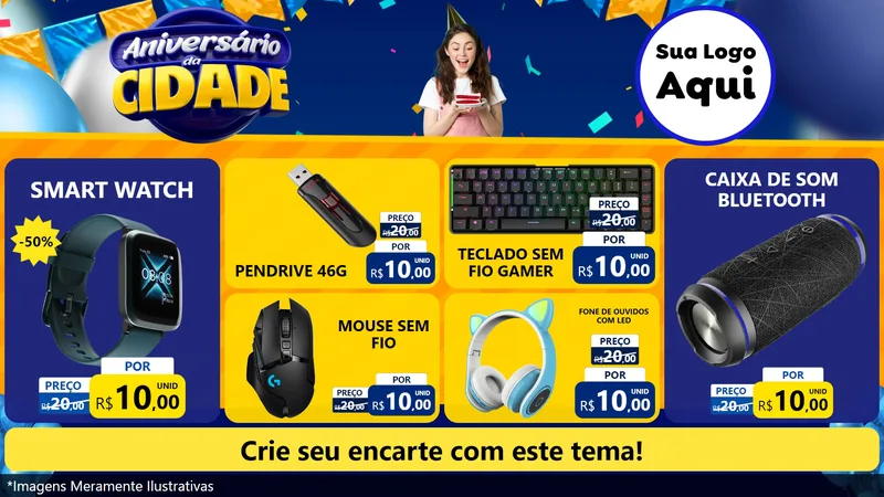 Modelo de TV para TV Horizontal com o tema Aniversário da Cidade para Informática